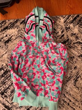 Bape Zip Hoodie in Aqua & Hot Pink Camo